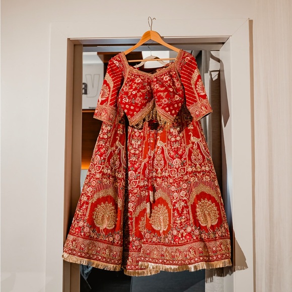 Ethnic Indian Wear Dresses & Skirts - Red and Gold Embroidered bridal Dress